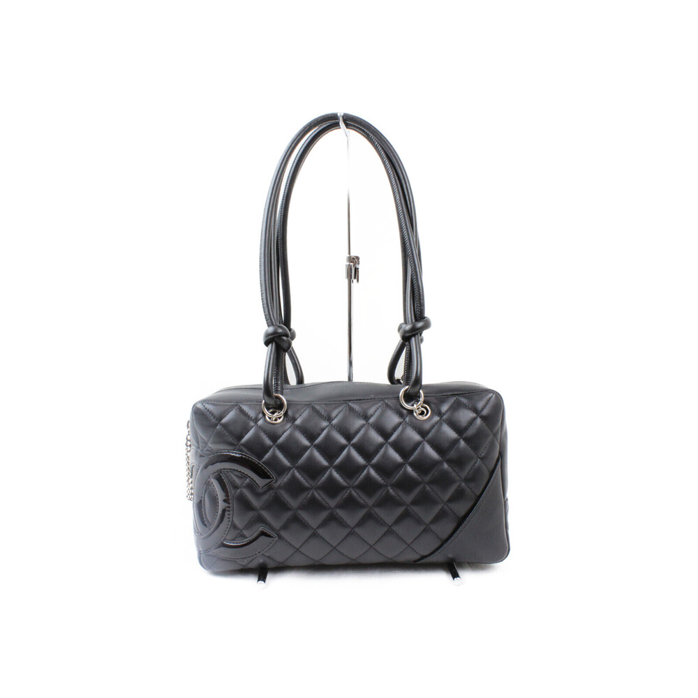 CHANEL Cambon Tote Bag Leather Matelassé Black Classic Handbag